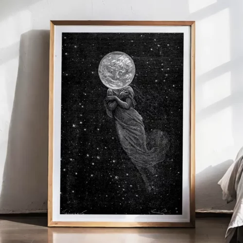 Affiche – Jules Verne : Allégorie cosmique (Autour de la Lune, 1870)