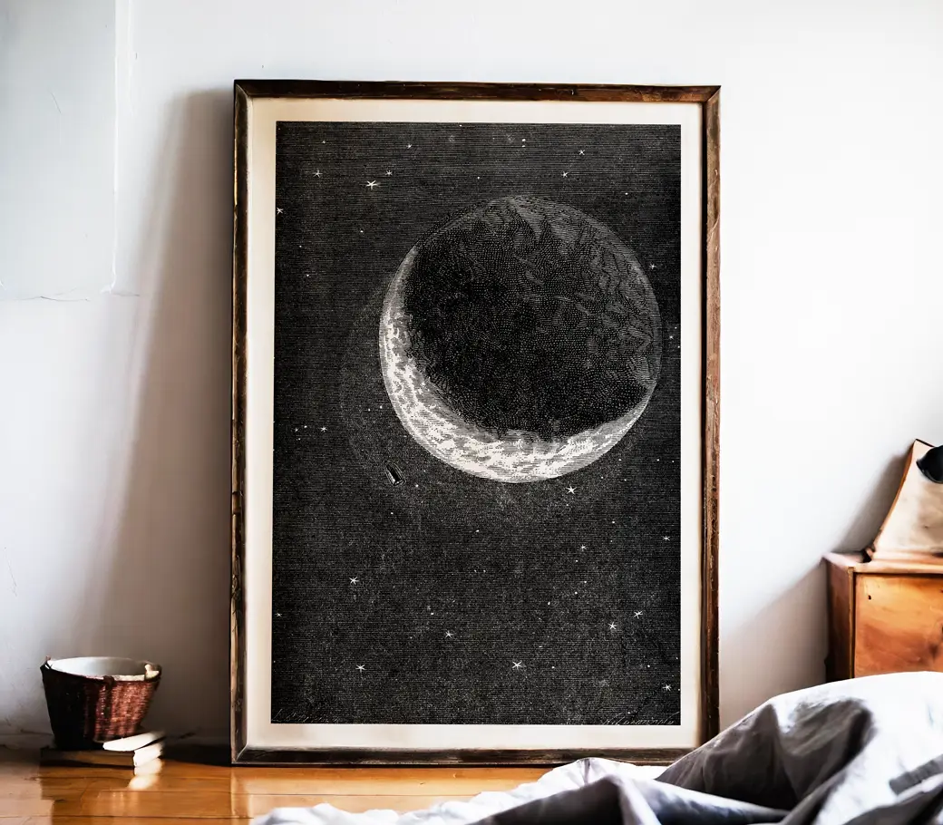 Affiche – Autour de la Lune : Le projectile face à la Lune (Jules Verne, 1870) – Image 2