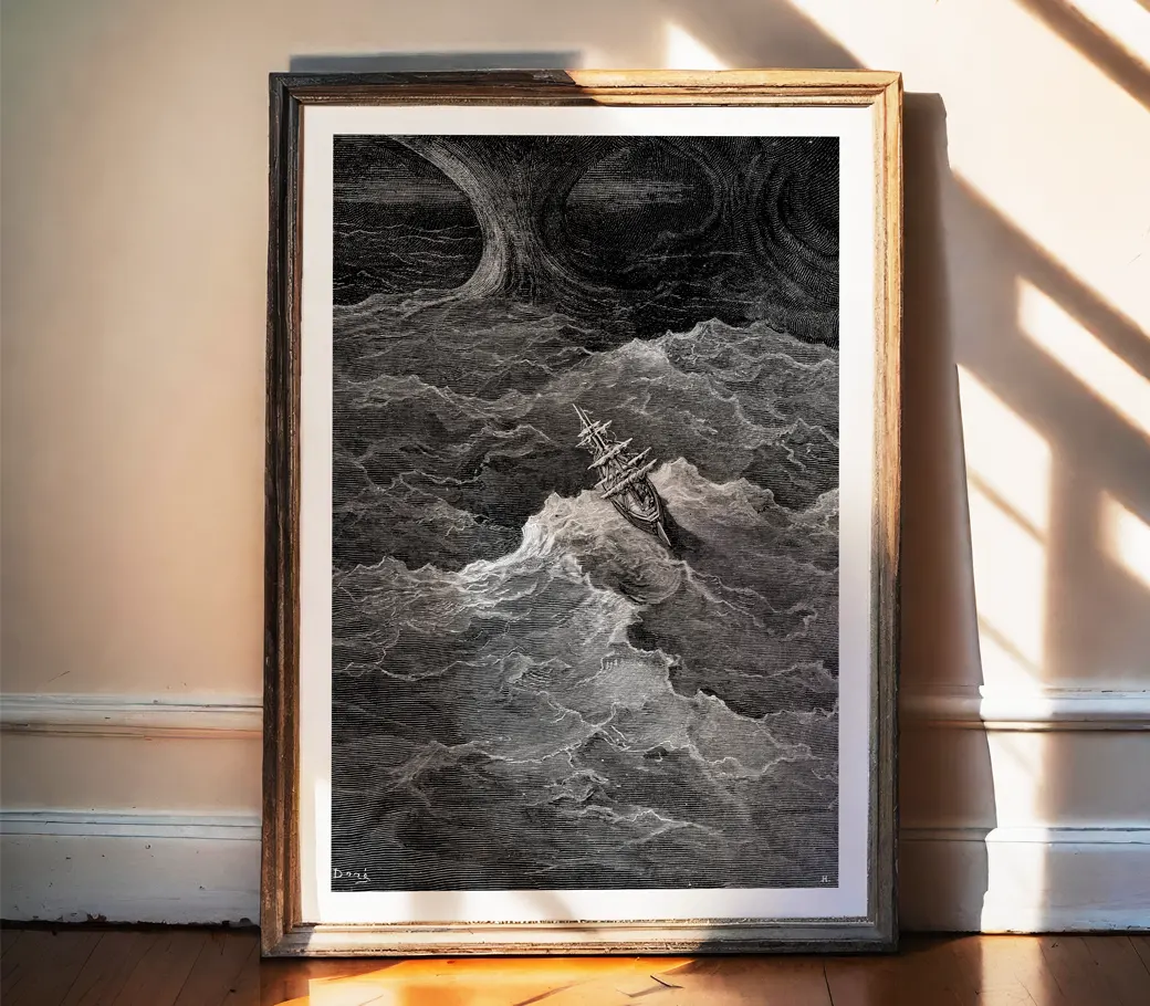 Affiche – The Rime of the Ancient Mariner : Le navire et la tempête (Gustave Doré, 1876)