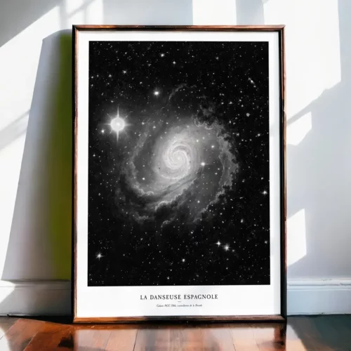 Affiche – La Danseuse Espagnole (Galaxie NGC 1566), style gravure classique