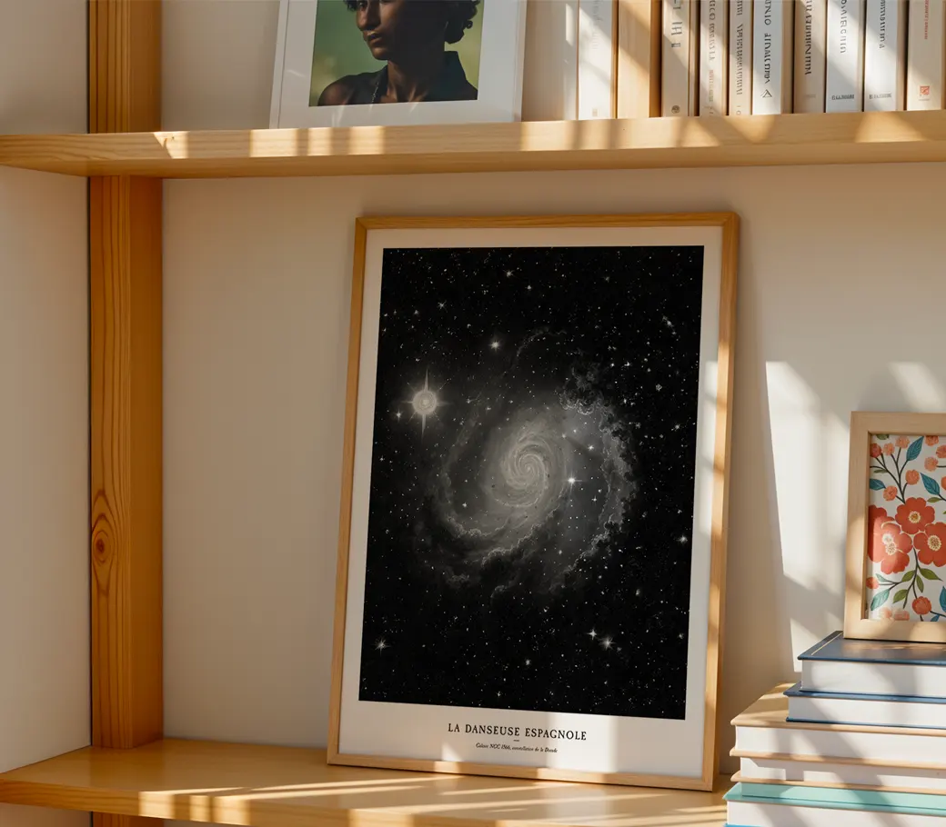 Affiche – La Danseuse Espagnole (Galaxie NGC 1566), style gravure classique – Image 3