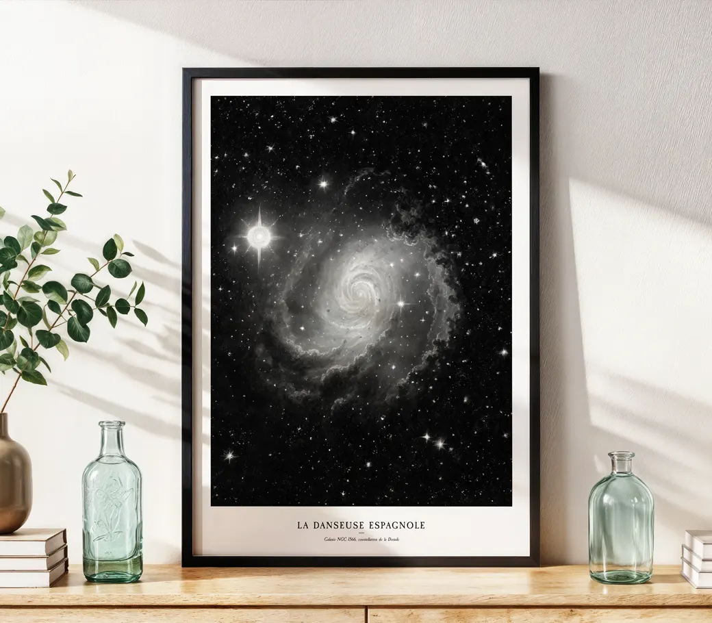 Affiche – La Danseuse Espagnole (Galaxie NGC 1566), style gravure classique – Image 2